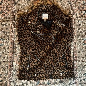 Oversized Leopard Print Motorcycle Style Jacket size XS